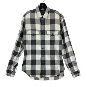 J.Crew Buffalo Plaid Button Down Shirt Men's Small Black White Checkered Casual‎